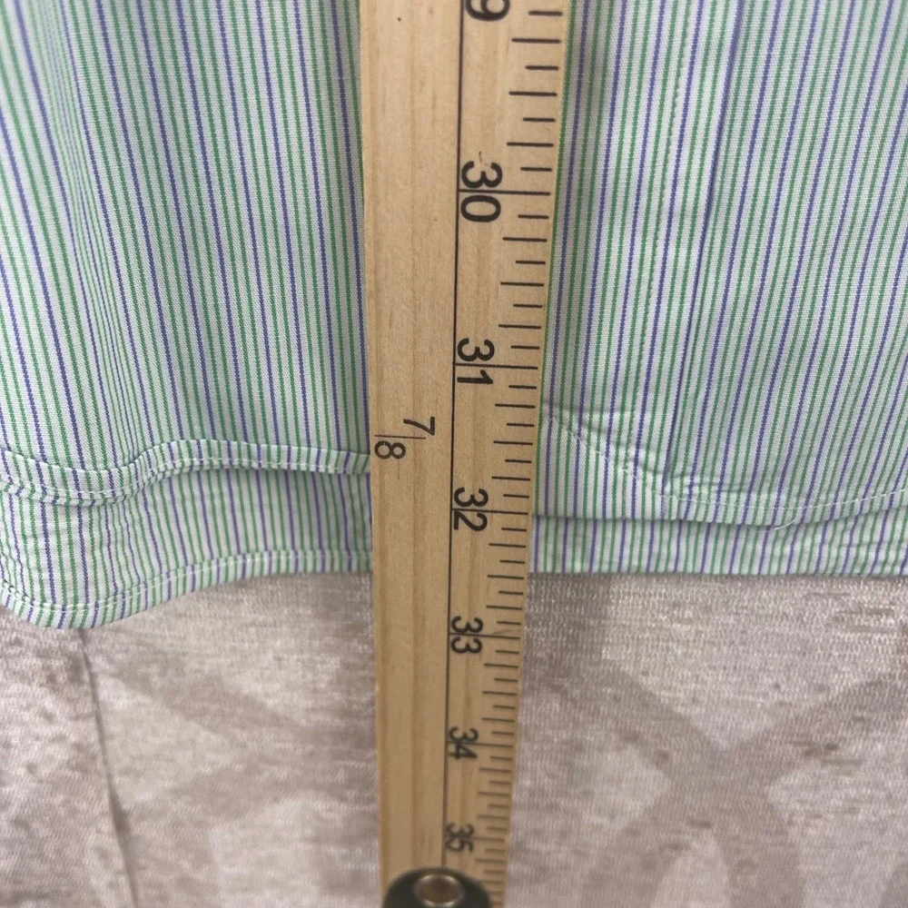 Ralph Lauren Yarmouth Mens 17 32/33 Green Purple Pinstripe Cotton Dress Shirt